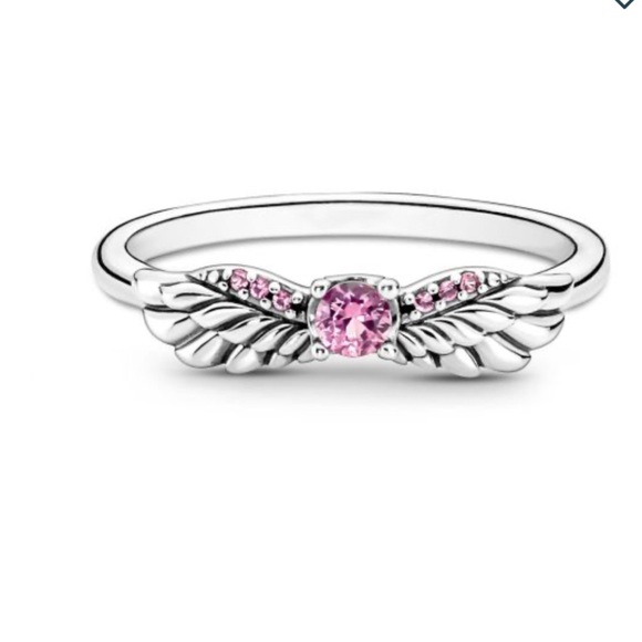 Authentic Pandora Angele’s Wing Ring 🪽💍  Pink Gemstones: 925 Sterling Silver - Picture 1 of 12